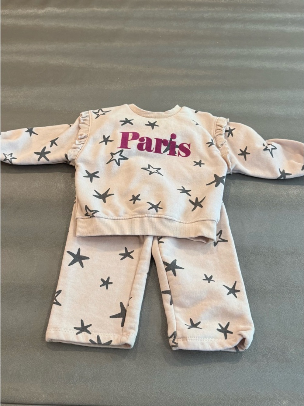 Zara Kids Pink Star 'Paris' Sweatshirt and Pants Set
